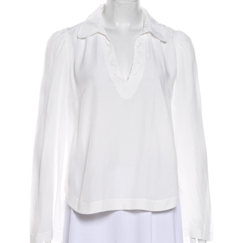 FRAME White Long Sleeve Collar Blouse (never worn)